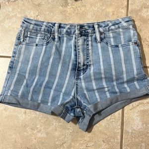 STRIPED BLUE JEAN SHORTS